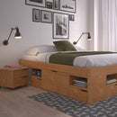 Cama Queen Multifuncional Madeira Maciça 6 Gavetas Charme Inter Link Amendoa