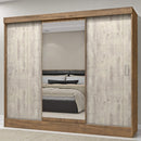 Guarda Roupa Casal com Espelho 3 Portas 2 Gavetas Istambul Espresso Móveis Ipê Tex/Vanila Tex