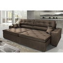 Sofá Austin 3,02m Retrátil Reclinável, Molas no Assento e Almofadas, Tecido Suede Velusoft Café