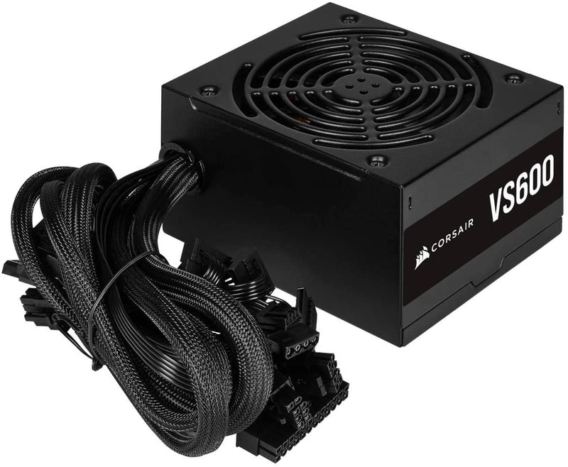 Corsair FONTE ATX 600W - VS600-80 PLUS WHITE - COM CABO DE FORCA - CP-9020224-BR, PRETO