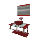 Gabinete de Vidro 60cm para Banheiro Cuba Redonda - Estônia IT Inox-Vermelho Cereja