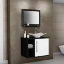 Gabinete para Banheiro Baden com Cuba e Espelheira Preto Fosco e Branco Bechara