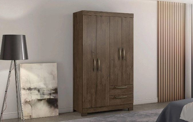 Guarda Roupa 4 Portas 2 Gavetas Notável - Café