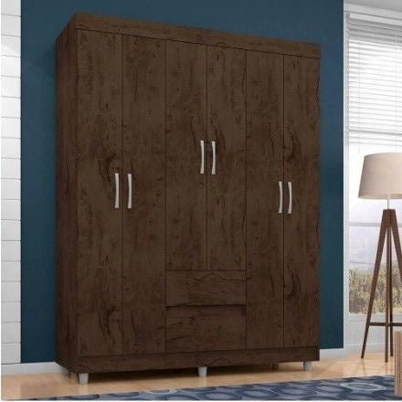 Guarda Roupa 620 6 Portas 2 Gavetas Imbuia - Araplac
