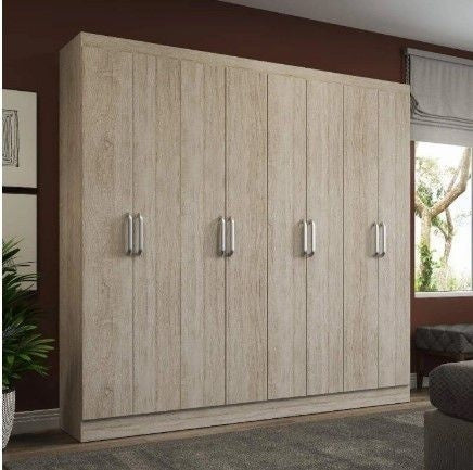Guarda-Roupa Casal Ele & Ela 8 Portas 8 Prateleiras Malbec Bege - Decibal Móveis