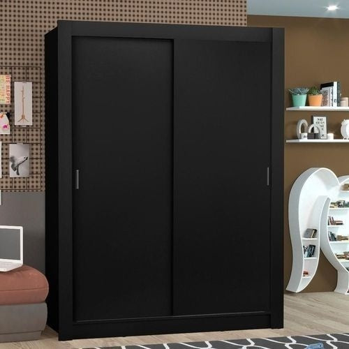 Guarda-Roupa Solteiro 2 portas Correr Denver Preto Madesa MDP