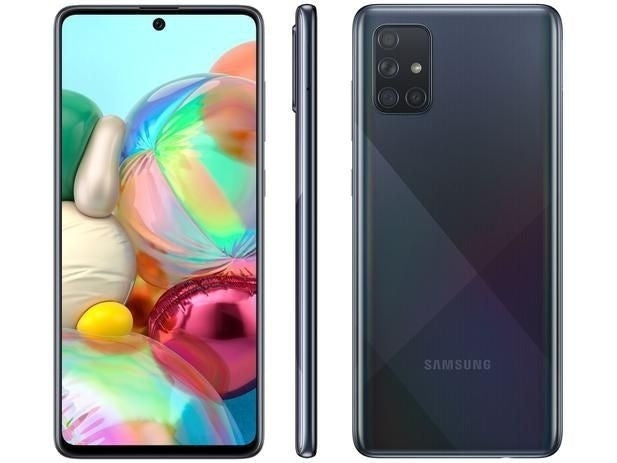 Smartphone Samsung Galaxy A71 128GB 4G Wi-Fi Tela 6.7'' Dual Chip 6GB RAM Câmera Quádrupla + Selfie 32MP - Preto